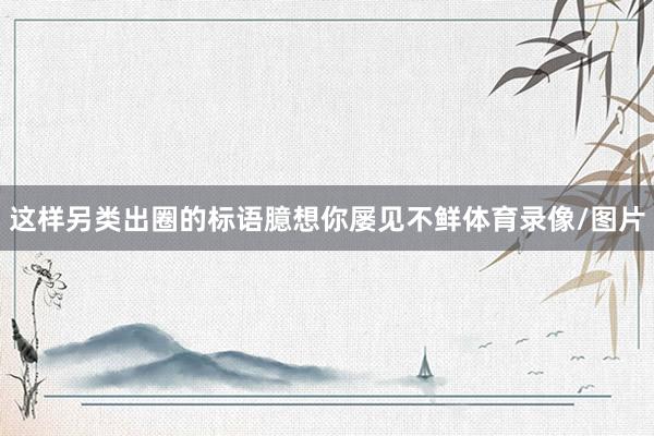 这样另类出圈的标语臆想你屡见不鲜体育录像/图片