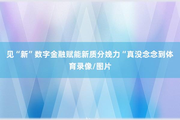 见“新”数字金融赋能新质分娩力“真没念念到体育录像/图片