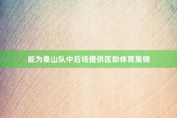 能为泰山队中后场提供匡助体育集锦