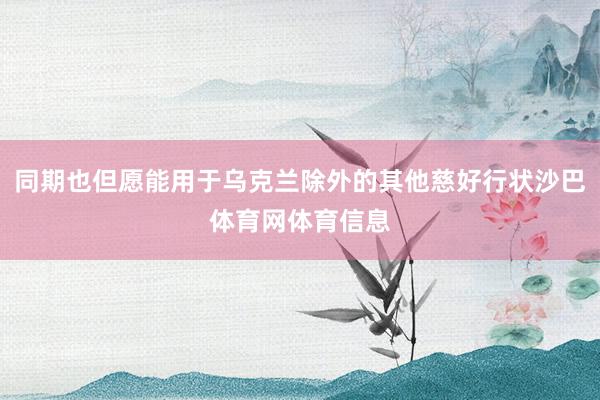 同期也但愿能用于乌克兰除外的其他慈好行状沙巴体育网体育信息