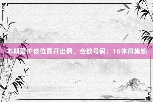 本期爱护该位置开出偶、合数号码:16体育集锦