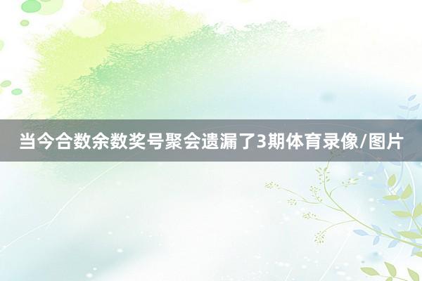 当今合数余数奖号聚会遗漏了3期体育录像/图片