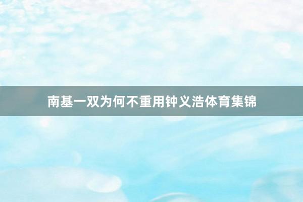 南基一双为何不重用钟义浩体育集锦