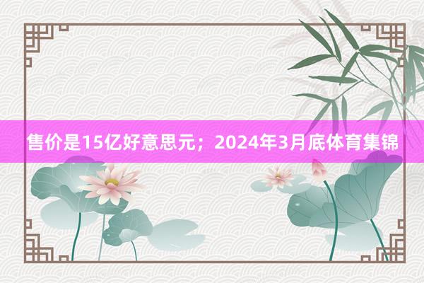 售价是15亿好意思元;2024年3月底体育集锦