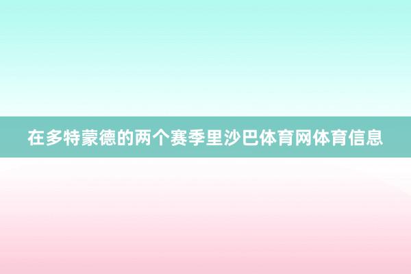 在多特蒙德的两个赛季里沙巴体育网体育信息