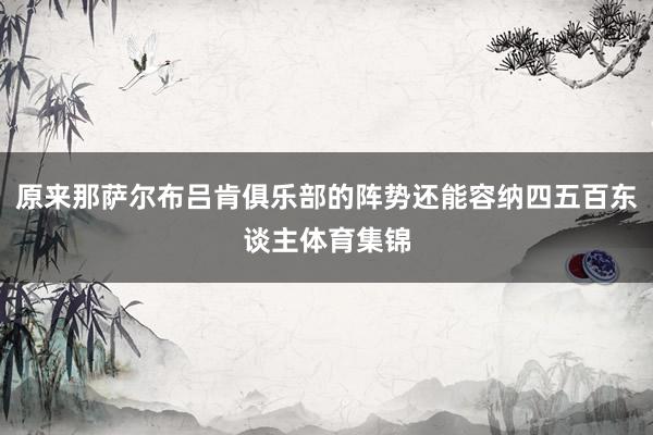 原来那萨尔布吕肯俱乐部的阵势还能容纳四五百东谈主体育集锦