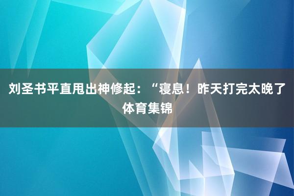 刘圣书平直甩出神修起：“寝息！昨天打完太晚了体育集锦