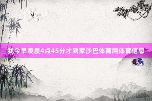 我今早凌晨4点45分才到家沙巴体育网体育信息